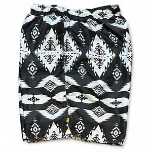 True Grit Navy/Turquoise Aztec Print Swim Shorts, XL